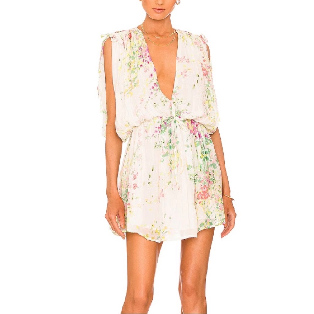 Sabina Musayev Floral Plunge Mini Dress